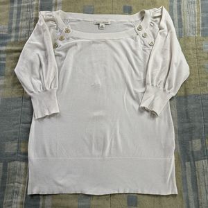 Banana Republic White Button Up Women's Long Sleeve Sweater Medium